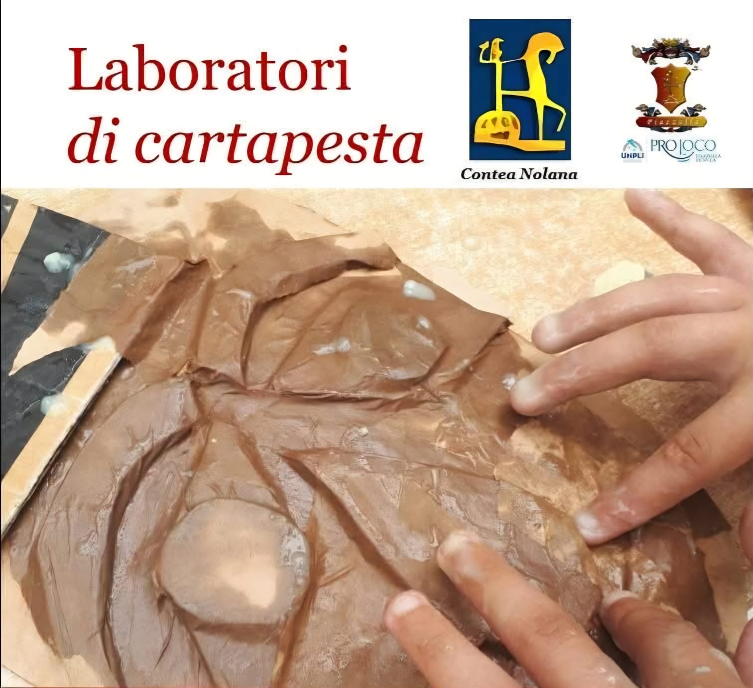 Locandina dei Laboratori di cartapesta della Pro Loco Piazzolla
